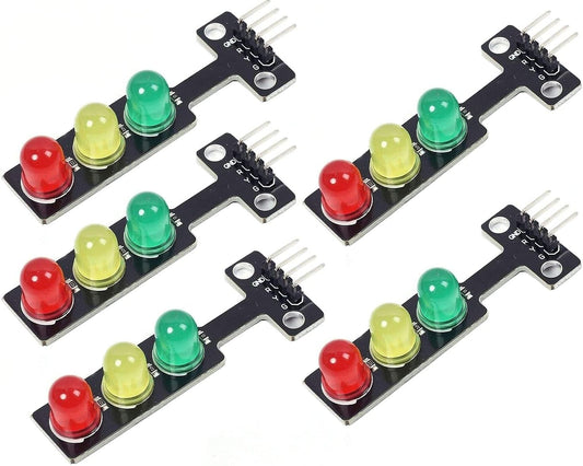 RockBee 5PCS Mini Traffic Light LED DC 5V 5mm Display Module for Arduino Creative DIY Project Kit, Raspberry Pi, Traffic Light for Traffic System Model