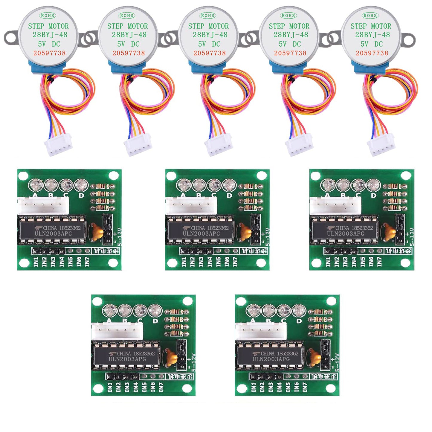 RockBee 28BYJ-48 DC 5V Stepper Motor + ULN2003 Driver Test Module Board