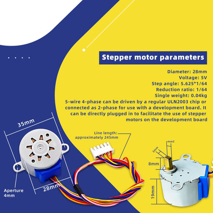 RockBee 28BYJ-48 DC 5V Stepper Motor + ULN2003 Driver Test Module Board